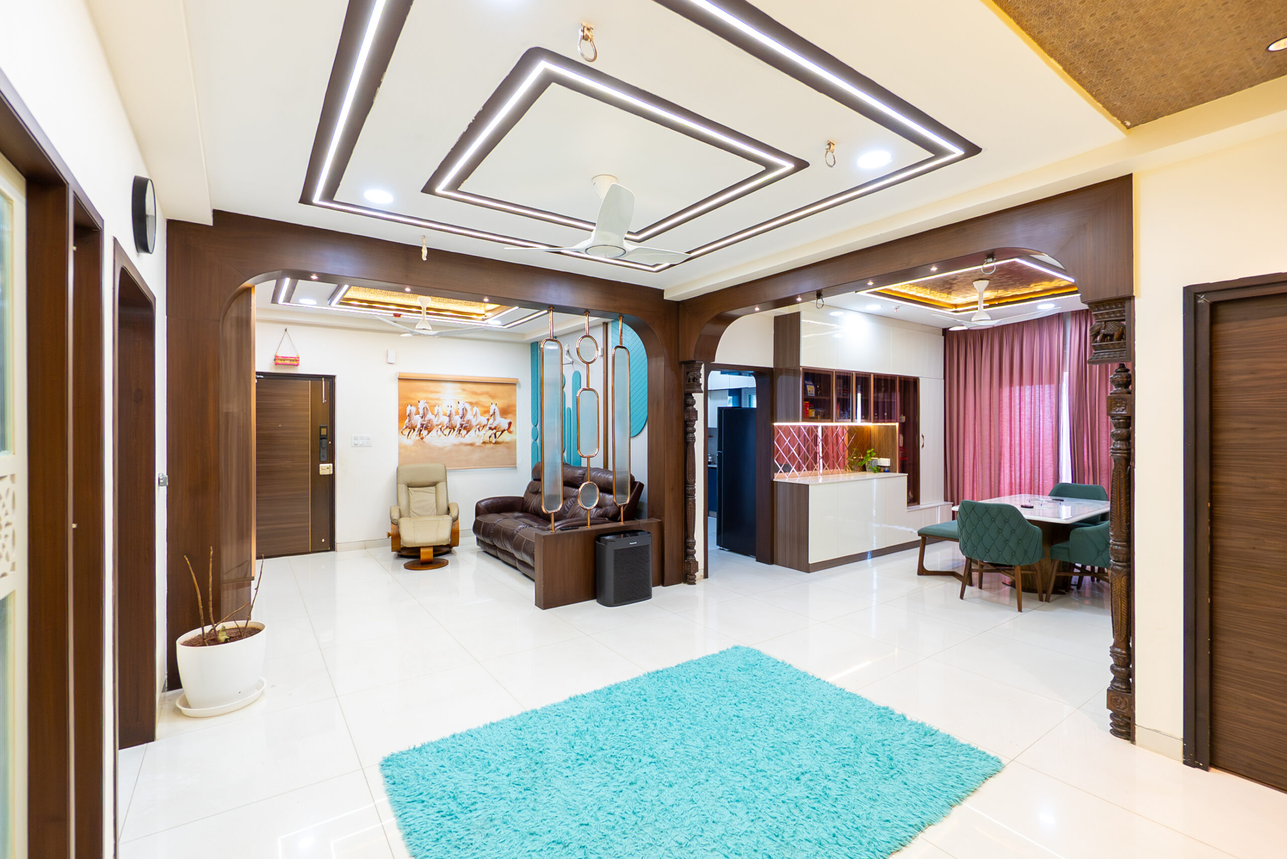 Professionally Planned Modern Living and Dining Interior Design