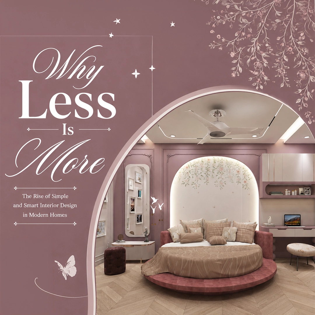 Modern minimalist living room with functional furniture, clean lines, natural lighting, and clutter-free interiors designed by experienced interior designers in Hyderabad for comfortable and elegant living.